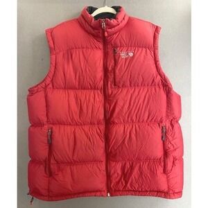 Mountain Hardwear Mens XL Red Quilted Down Puffer Vest Full Zip Mock Neck Logo